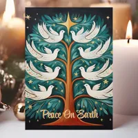 Peace On Earth Doves In Tree Holiday Card