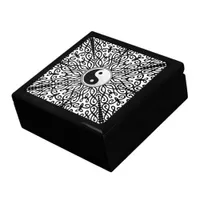 Decorative Mandala BlackWhite YinYang Keepsake Box