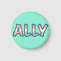 Trans Ally Hollow Letter | Mint Background  Magnet