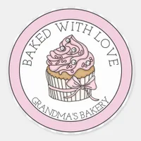Cupcake with Silver Sprinkles | Baked with Love Classic Round Sticker