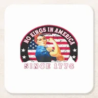 No Kings In America Since 1776 USA Flag Save  Esse Square Paper Coaster