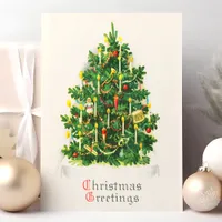 Vintage Christmas Greetings Tree Holiday Postcard