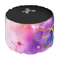 *~* *~* Initial 3 ABSTRACT  Happy Bold Colors  Pouf