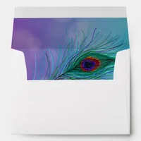 Elegant Hand Drawn Peacock Feather Envelope