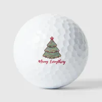 Festive Christmas Trees Merry Everything Holiday   Golf Balls