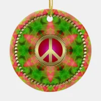 Neon Star Groovy Peace Sign Hanging Ornament