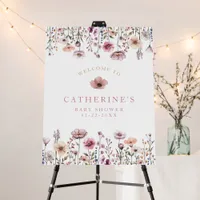 Pink Watercolor Wildflower Baby Shower Sign – Dust