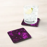 Snowflakes with Purple Background Beverage Coaster