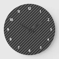 Thin Black and Gray Diagonal Stripes Large Clock