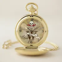 Jolly Roger Monogram Initial  Pocket Watch