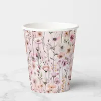 Dusty Pink Wildflower Party Cups – Boho Watercolor