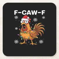 Funny F-Caw-F Christmas Chicken Classic Square Paper Coaster