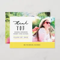Yellow Graduation Photo Thank You Card