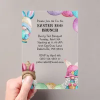 Colorful Bunny Gnomes & Eggs Easter Brunch Acrylic Invitations