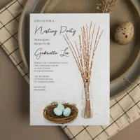 Rustic Nesting Party Blue Eggs Baby Shower Invitation