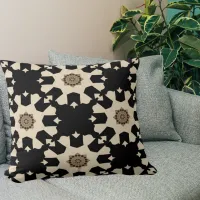 Decorative Black & Beige Geometric Pattern Throw Pillow