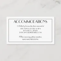 Modern Elegant Wedding Accommodations Photo Enclosure Card
