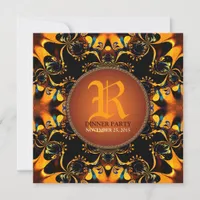 Tribal Batik Dinner Party Monogram Invitation