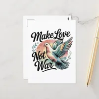 Make Love Not War Watercolor Dove Postcard