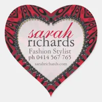 Bold Red Black Tribal Heart Stickers