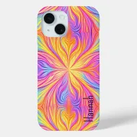 Groovy Vintage Blue Pink Tie Dye iPhone Case