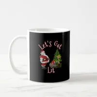 Let's Get Lit Santa Christmas Tree Design Coffee Mug