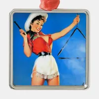 Vintage Cowgirl Metal Ornament