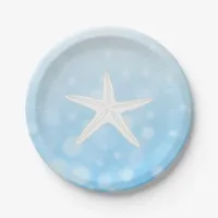 Blue Beach Themed Starfish Paper Plates
