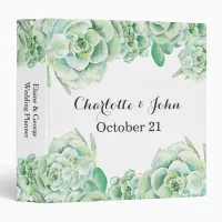 watercolor succulent wedding Planner 3 Ring Binder