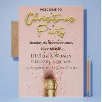Pink Exciting Christmas Party Invitation