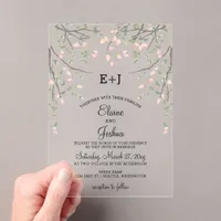 Watercolor Botanical Blush Pink Floral Wedding Acrylic Invitations