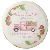 Strawberry Pink Red Berry Sweet Baby Shower Sugar Cookie