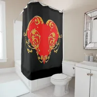 Bold Romantic Valentine Red Goth Heart Shower Curtain