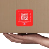 Business name bright red qr code Instagram Square Sticker