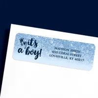 Navy Baby Blue Glitter Ombre It's A Boy Label