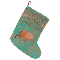 Southwest Cute Javelina Daddy Personalized Large Christmas Stocking