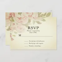 Blush Pink Rose Floral Vintage Boho Wedding RSVP