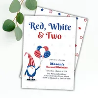 Red, White & Two 4th Of July Kids 2nd Birthday Invitation