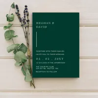 Budget Simple Emerald Green Wedding Invitation