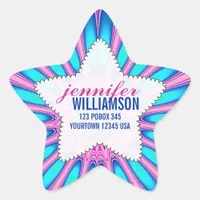 Happy Pink Blue Custom Name Star Stickers