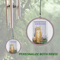 Orange Ginger Tabby Cat Garden Door Personalized Wind Chime