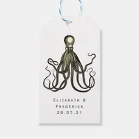 Vintage Nautical Blue and Gold Octopus Gift Tags