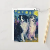 Faux Van Gogh Border Collies Postcard