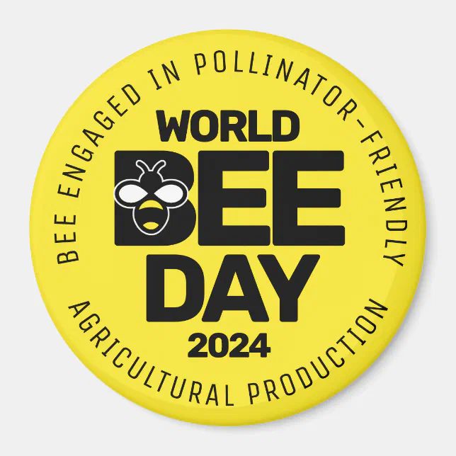 World Bee Day Yellow Black Pollinator Magnet