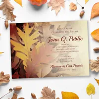 Painted Fall Leaves Celebration of Life Memorial Invitation