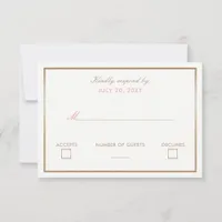 Blush and Gold Simple Wedding Invitations rsvp