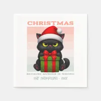 Because Murder Is Wrong Funny Black Cat Christmas Napkins