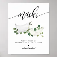 Wedding PPE Masks Social Distancing Watercolor Poster