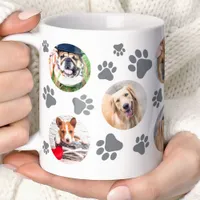 Gray Pawprint 8 Pet Dog Photo Collage Coffee Mug