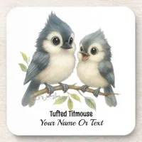 Bold Curious Tufted Titmouse Beverage Coaster